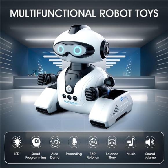 Robots Toys for Kids, Remote Control Robot Toys with Music and LED Eyes (White) - Picture 2 of 6